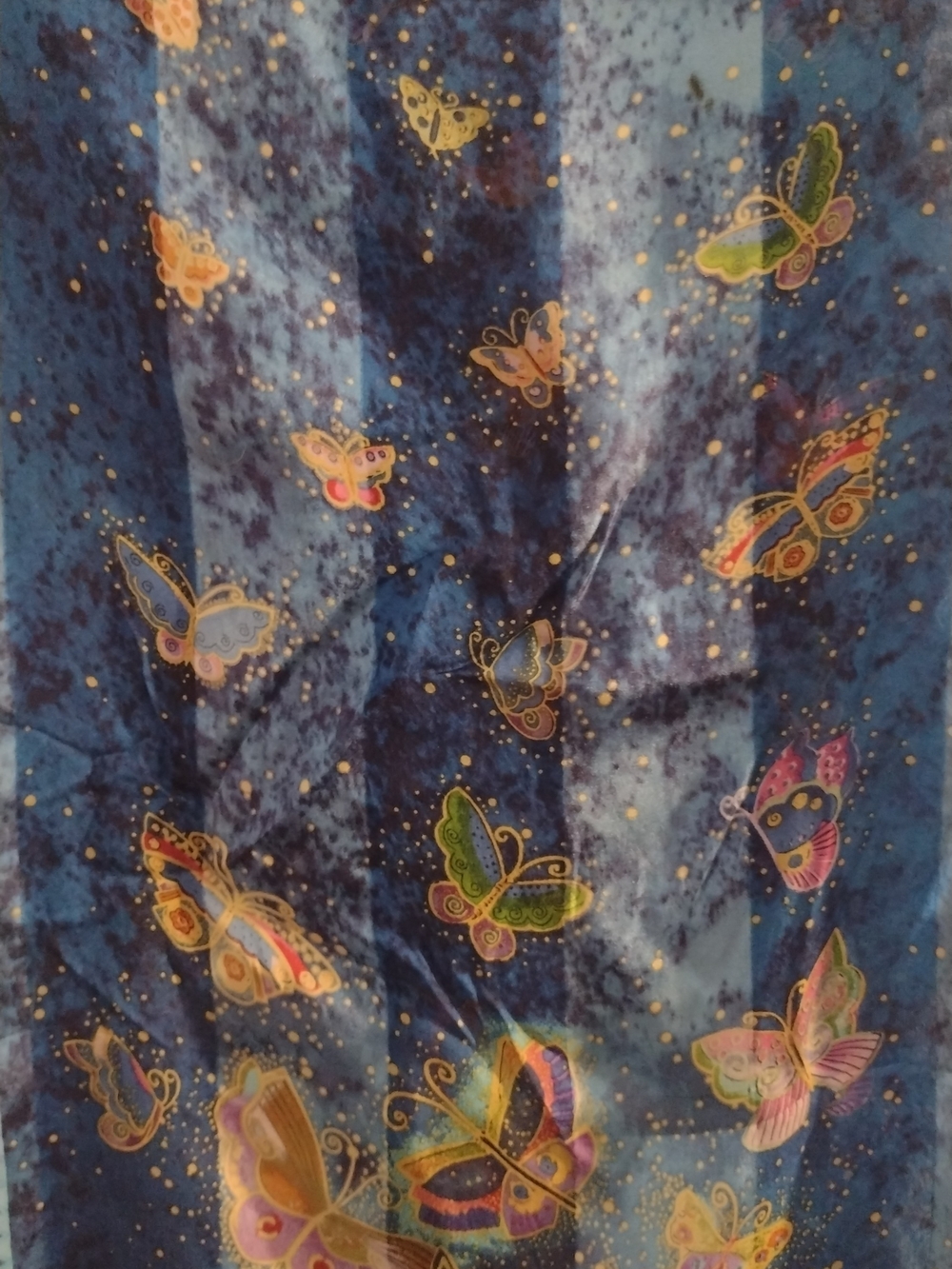 Laurel Burch Blue Cat & Butterfly Velvet Scarf - Picture 5 of 7